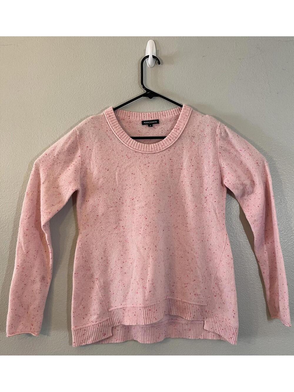 Plush Cashmere Sweater Women’s M Pink Speckled Pullover Preppy Classic